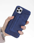 Venice Luxury Blue Leather iPhone 11 Pro Max Slim Wallet Case with Card Holder - Venito - 3