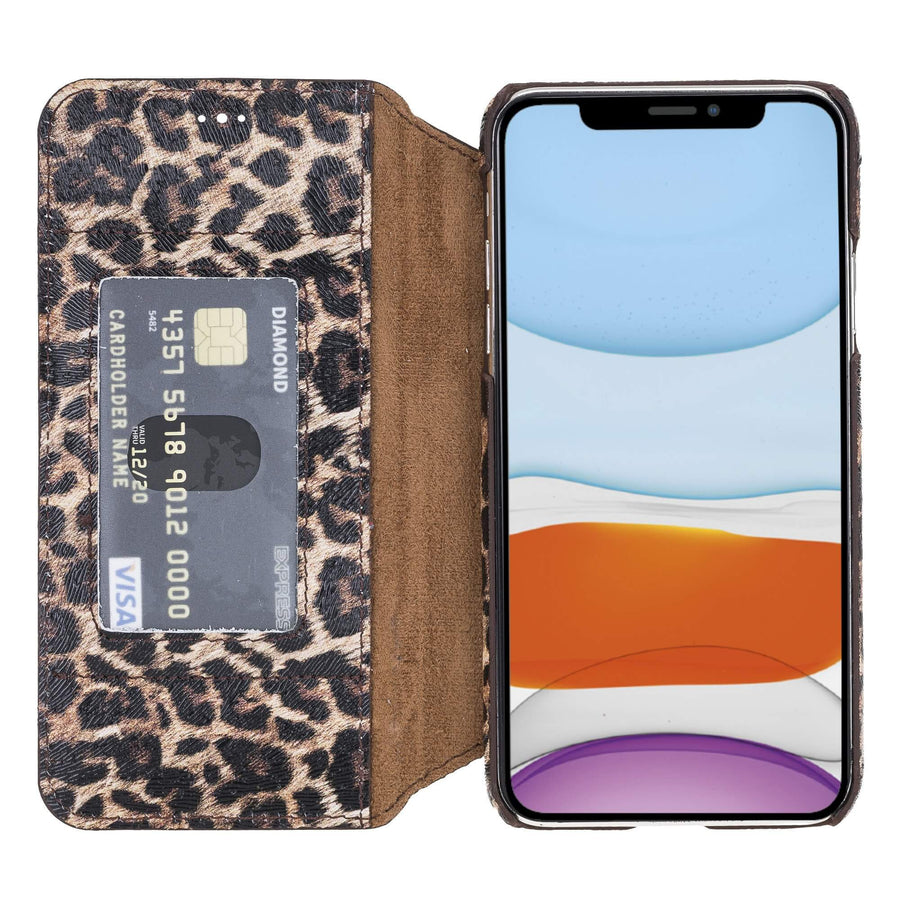 Venice Luxury Leopard Leather iPhone 11 Pro Max Slim Wallet Case with Card Holder - Venito - 1