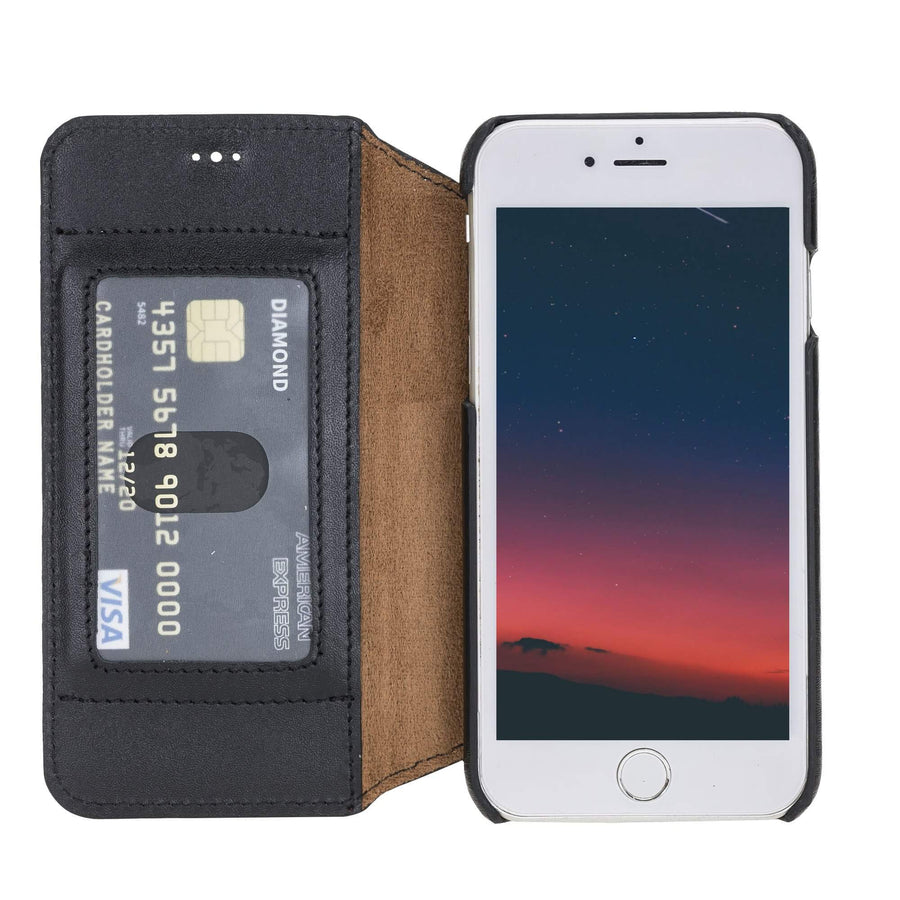Venice Luxury Black Leather iPhone 7 Slim Wallet Case with Card Holder - Venito - 1