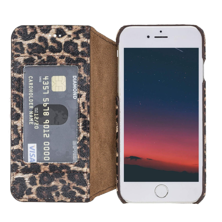 Venice Luxury Leopard Leather iPhone 8 Slim Wallet Case with Card Holder - Venito - 1