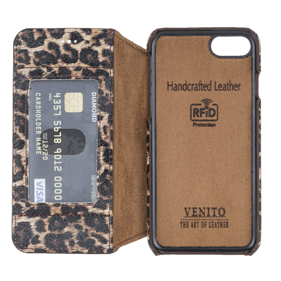 Venice Luxury Leopard Leather iPhone 8 Slim Wallet Case with Card Holder - Venito - 5