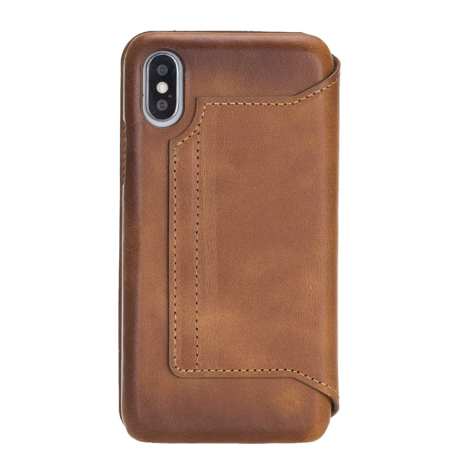 Venice Luxury Brown Leather iPhone X Slim Wallet Case with Card Holder - Venito - 7