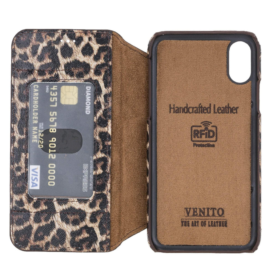 Venice Luxury Leopard Leather iPhone X Slim Wallet Case with Card Holder - Venito - 5