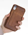 Venice Luxury Brown Leather iPhone XR Slim Wallet Case with Card Holder - Venito - 3