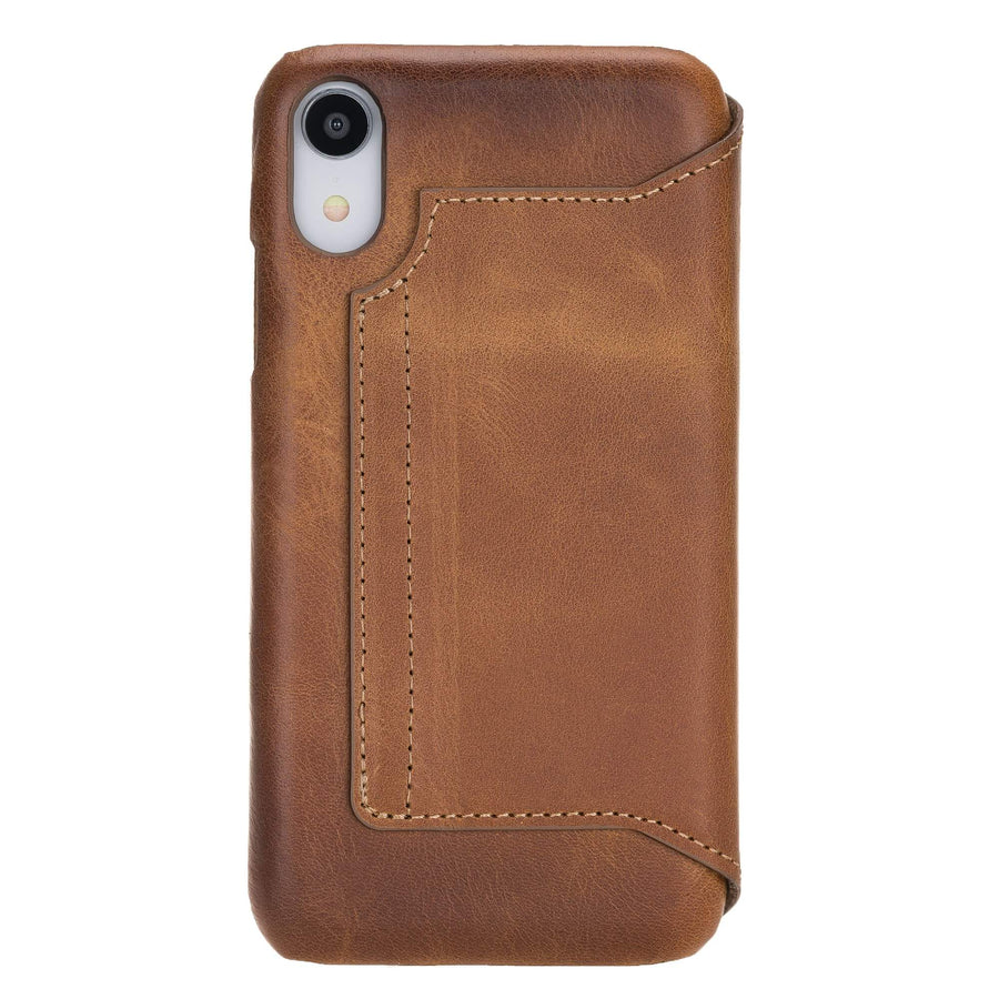 Venice Luxury Brown Leather iPhone XR Slim Wallet Case with Card Holder - Venito - 7