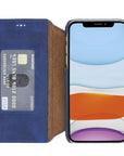 Venice Luxury Blue Leather iPhone XR Slim Wallet Case with Card Holder - Venito - 1