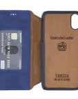 Venice Luxury Blue Leather iPhone XR Slim Wallet Case with Card Holder - Venito - 5