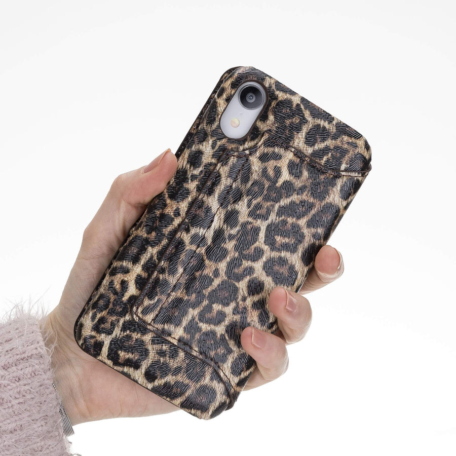 Venice Luxury Leopard Leather iPhone XR Slim Wallet Case with Card Holder - Venito - 3