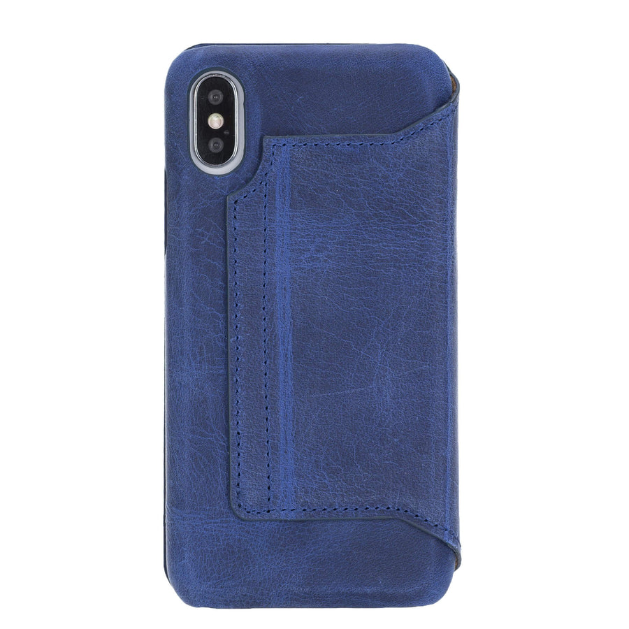 Venice Luxury Blue Leather iPhone XS Slim Wallet Case with Card Holder - Venito - 7
