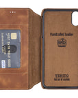 Venice Luxury Brown Leather iPhone XS Max Slim Wallet Case with Card Holder - Venito - 5