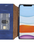 Venice Luxury Blue Leather iPhone XS Max Slim Wallet Case with Card Holder - Venito - 1