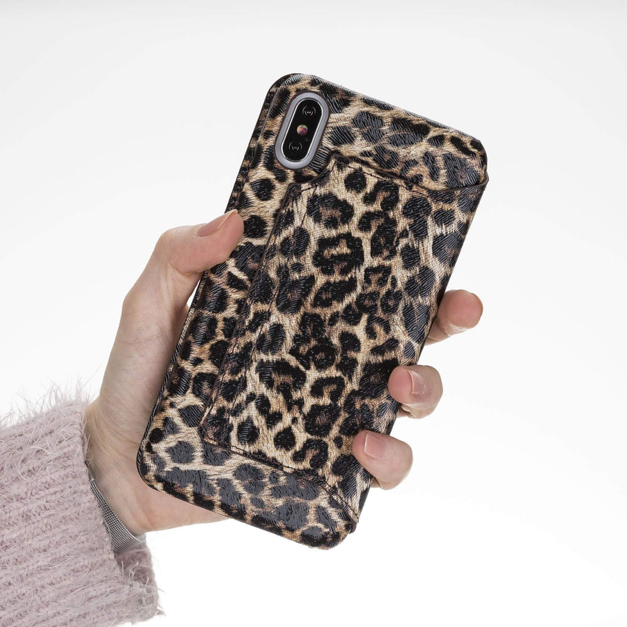 Venice Luxury Leopard Leather iPhone XS Max Slim Wallet Case with Card Holder - Venito - 3