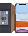 Venice Luxury Black Leather iPhone XS Max Slim Wallet Case with Card Holder - Venito - 1