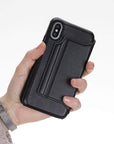 Venice Luxury Black Leather iPhone XS Slim Wallet Case with Card Holder - Venito - 3