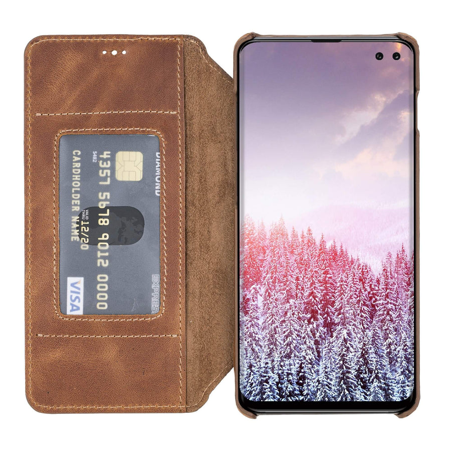 Estuche tipo billetera de cuero con bloqueo RFID Venice para Samsung Galaxy S10 Plus