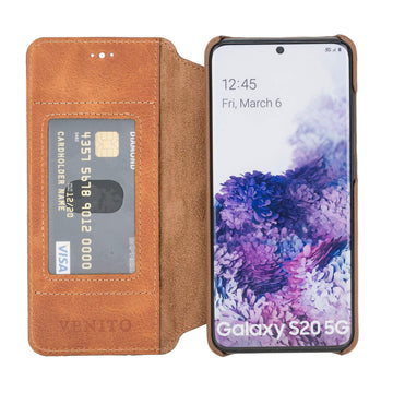 Estuche tipo billetera de cuero con bloqueo RFID Venice para Samsung Galaxy S20