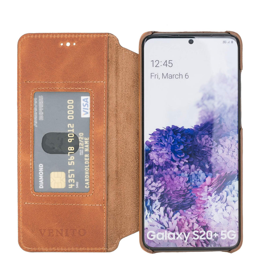 Estuche tipo billetera de cuero con bloqueo RFID Venice para Samsung Galaxy S20 Plus