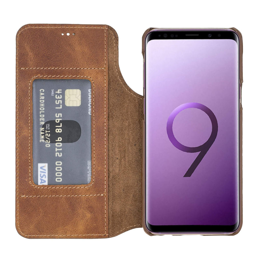 Estuche tipo billetera de cuero con bloqueo RFID Venice para Samsung Galaxy S9