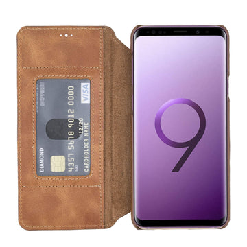 Estuche tipo billetera de cuero con bloqueo RFID Venice para Samsung Galaxy S9 Plus