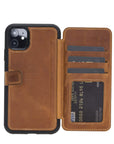 Verona Luxury Brown Leather iPhone 11 Flip-Back Wallet Case with Card Holder - Venito - 1