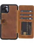 Verona Luxury Brown Leather iPhone 11 Pro Flip-Back Wallet Case with Card Holder - Venito - 1
