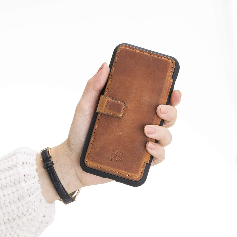 Verona Luxury Brown Leather iPhone 11 Pro Flip-Back Wallet Case with Card Holder - Venito - 3