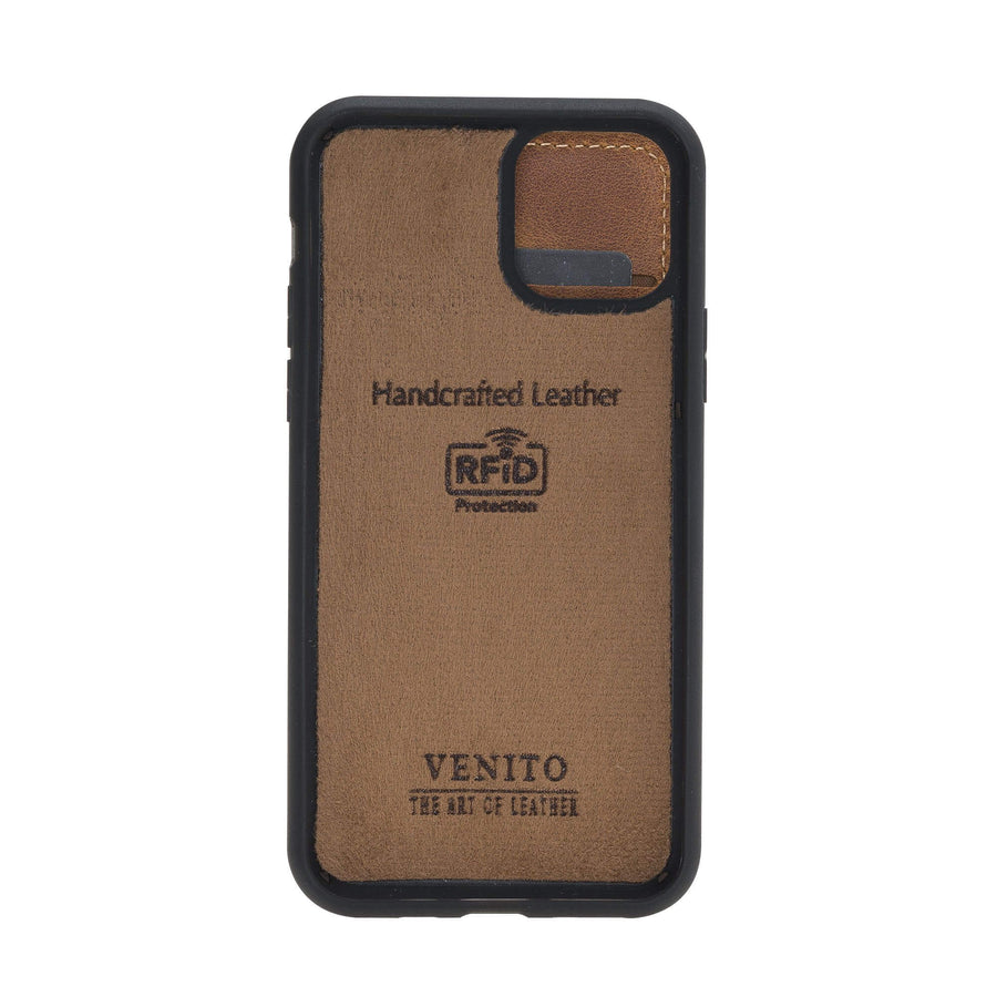 Verona Luxury Brown Leather iPhone 11 Pro Flip-Back Wallet Case with Card Holder - Venito - 5