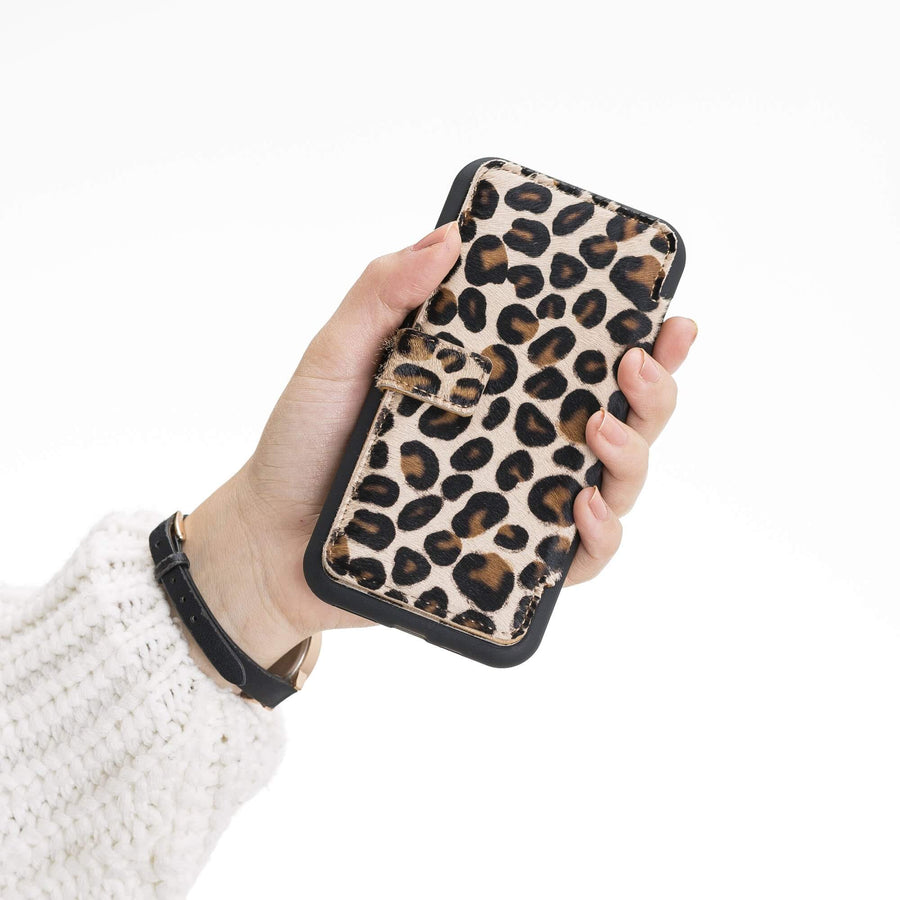 Verona Luxury Leopard Leather iPhone 11 Pro Flip-Back Wallet Case with Card Holder - Venito - 2