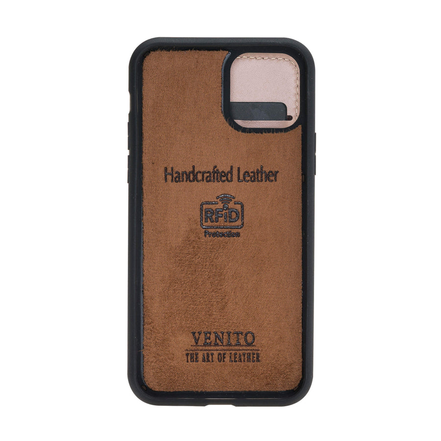 Verona Luxury Nude Pink Leather iPhone 11 Pro Max Flip-Back Wallet Case with Card Holder - Venito - 5
