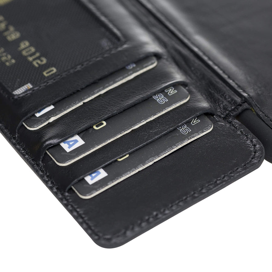 Verona Luxury Black Leather iPhone 11 Pro Max Flip-Back Wallet Case with Card Holder - Venito - 4