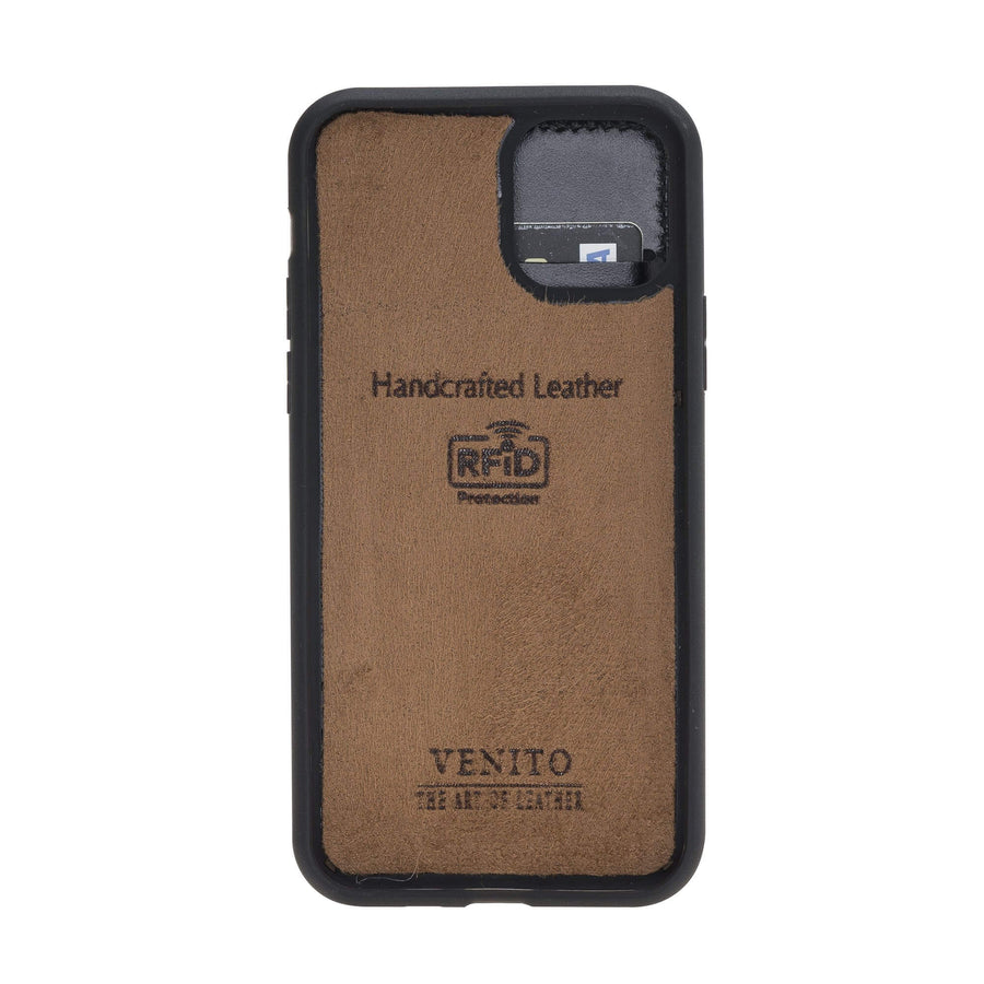 Verona Luxury Black Leather iPhone 11 Pro Max Flip-Back Wallet Case with Card Holder - Venito - 5
