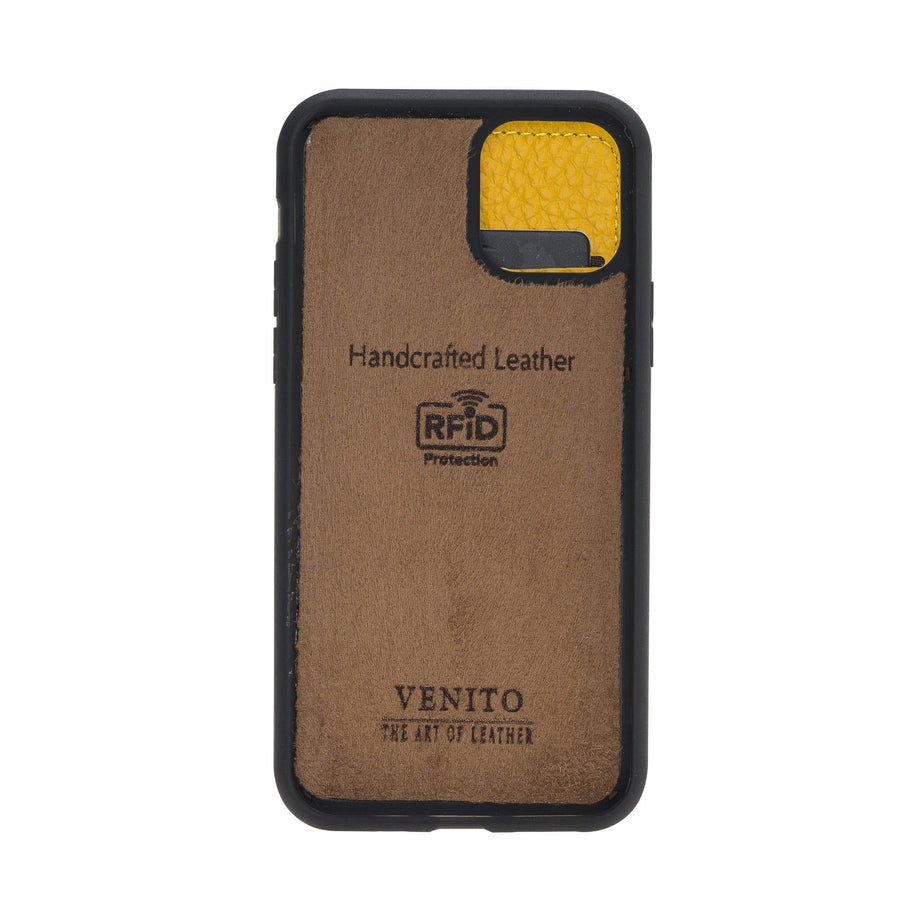 Verona Luxury Yellow Leather iPhone 11 Pro Flip-Back Wallet Case with Card Holder - Venito - 5