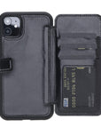 Verona Luxury Black Leather iPhone 11 Flip-Back Wallet Case with Card Holder - Venito - 1