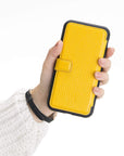 Verona Luxury Yellow Leather iPhone 11 Flip-Back Wallet Case with Card Holder - Venito - 3