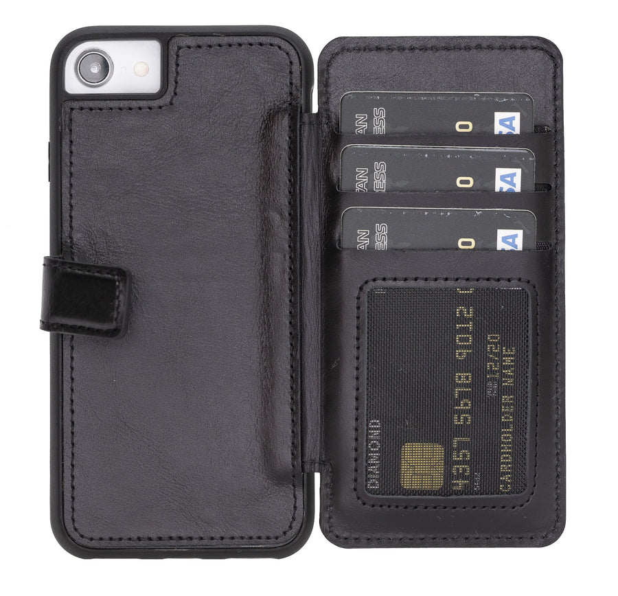 Verona Luxury Black Leather iPhone 6 Flip-Back Wallet Case with Card Holder - Venito - 1