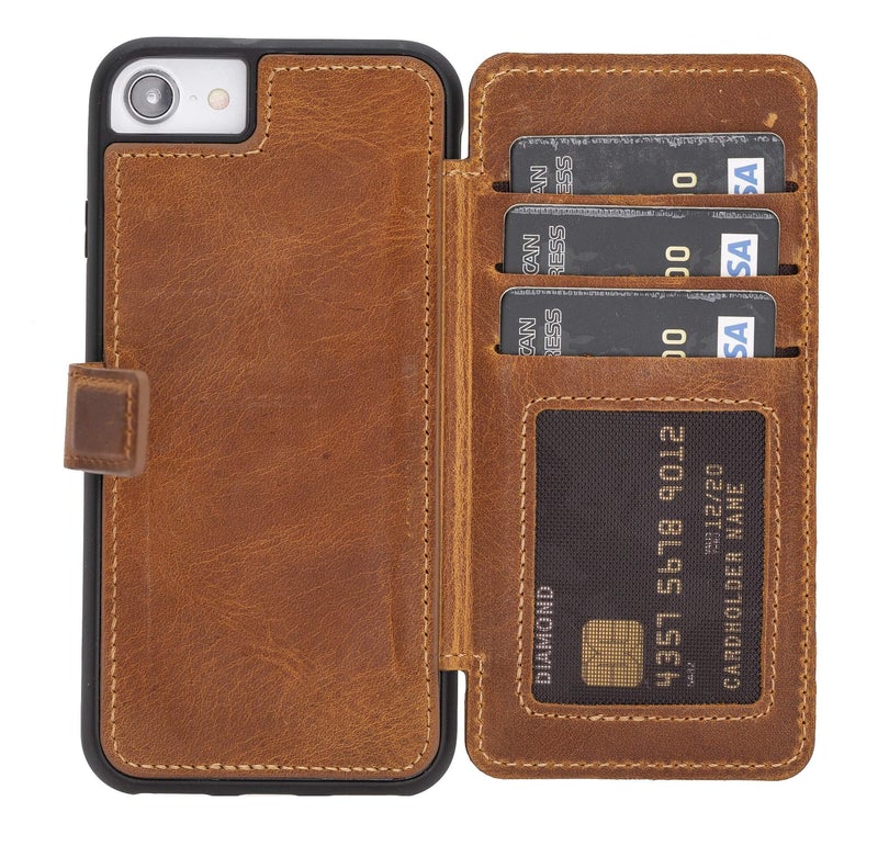 Verona Luxury Brown Leather iPhone 6S Flip-Back Wallet Case with Card Holder - Venito - 1