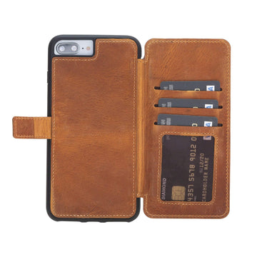 Verona Luxury Brown Leather iPhone 7 Plus Flip-Back Wallet Case with Card Holder - Venito - 1