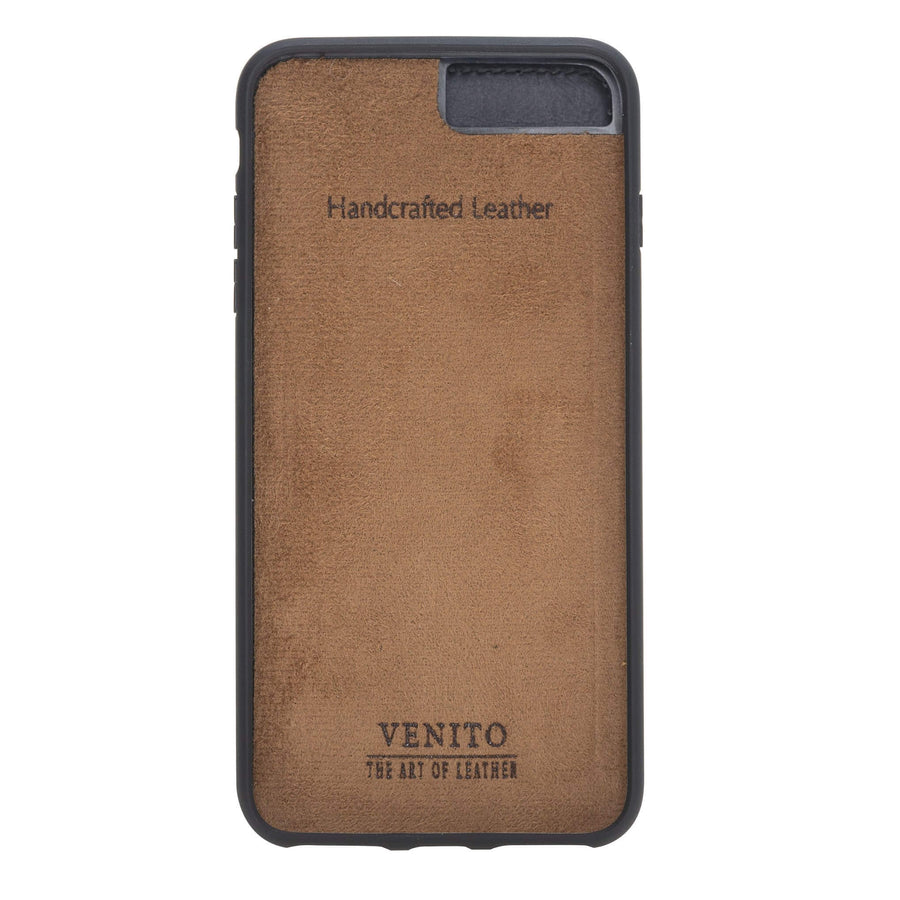 Verona Luxury Black Leather iPhone 8 Plus Flip-Back Wallet Case with Card Holder - Venito - 5