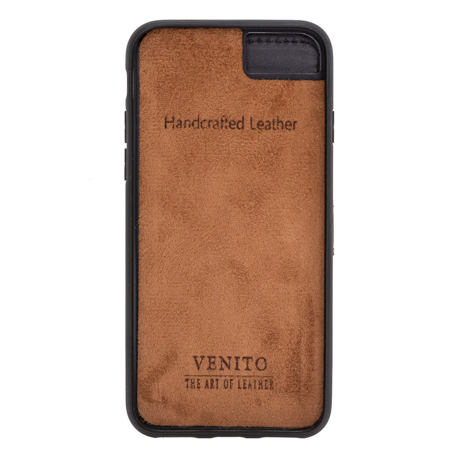 Verona Luxury Black Leather iPhone 8 Flip-Back Wallet Case with Card Holder - Venito - 5
