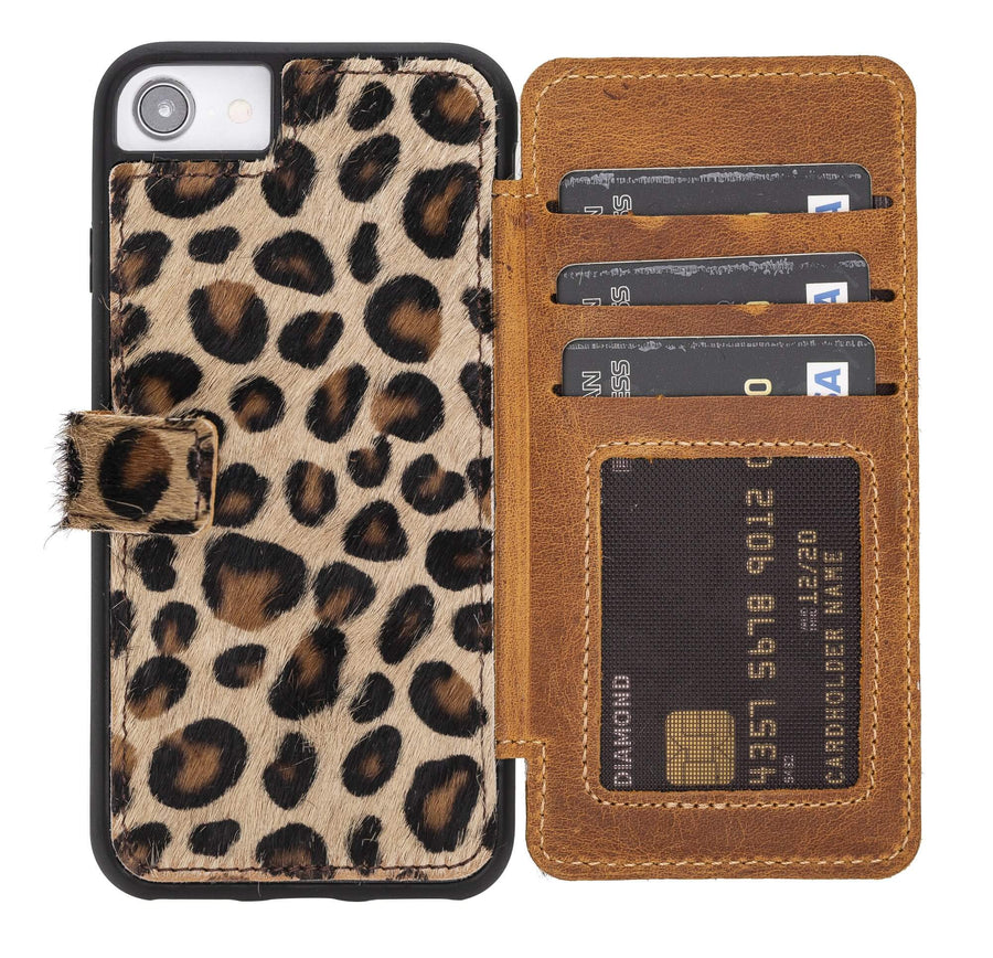 Verona Luxury Leopard Leather iPhone SE 2020 Flip-Back Wallet Case with Card Holder - Venito - 1