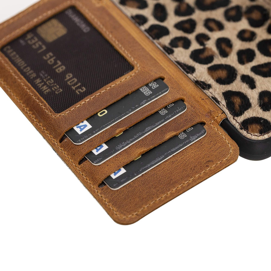 Verona Luxury Leopard Leather iPhone SE 2020 Flip-Back Wallet Case with Card Holder - Venito - 4