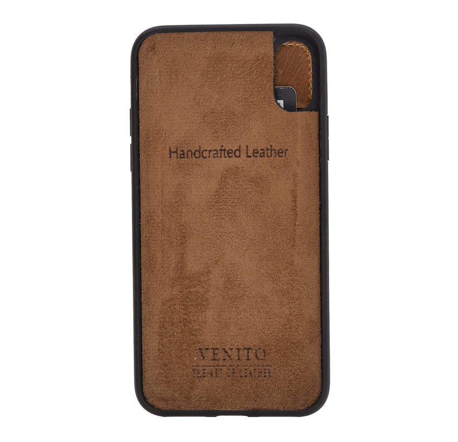 Verona Luxury Brown Leather iPhone X Flip-Back Wallet Case with Card Holder - Venito - 5