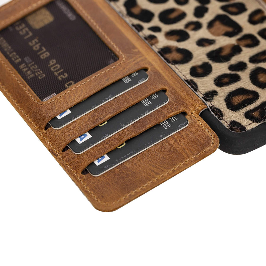 Verona Luxury Leopard Leather iPhone X Flip-Back Wallet Case with Card Holder - Venito - 4