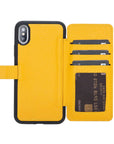Verona Luxury Yellow Leather iPhone X Flip-Back Wallet Case with Card Holder - Venito - 1