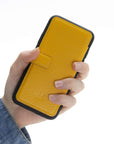 Verona Luxury Yellow Leather iPhone X Flip-Back Wallet Case with Card Holder - Venito - 3