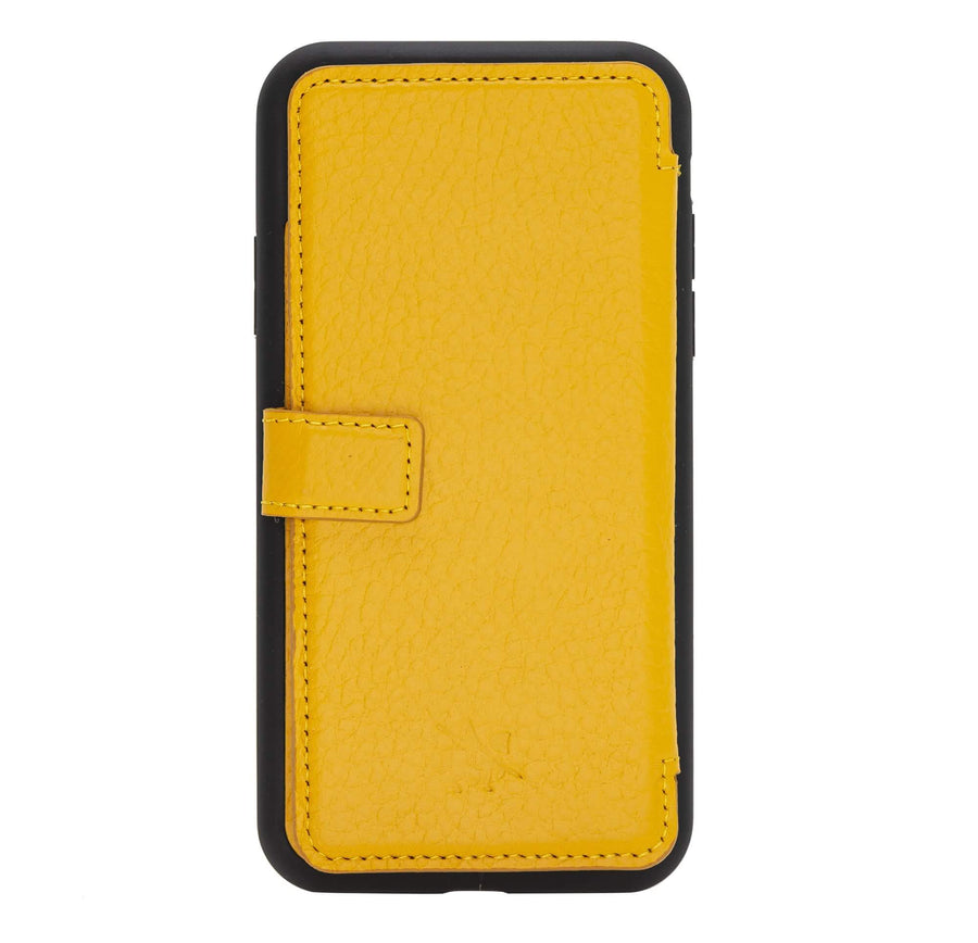 Verona Luxury Yellow Leather iPhone XR Flip-Back Wallet Case with Card Holder - Venito - 8