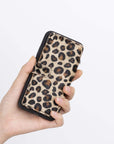 Verona Luxury Leopard Leather iPhone XS Flip-Back Wallet Case with Card Holder - Venito - 3