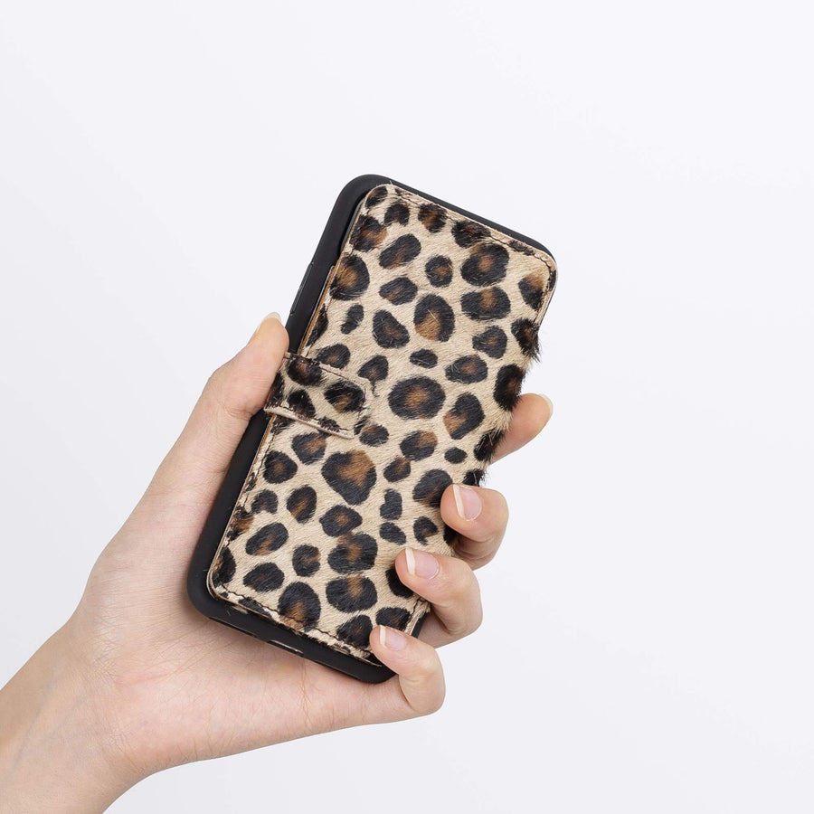 Verona Luxury Leopard Leather iPhone XS Flip-Back Wallet Case with Card Holder - Venito - 3