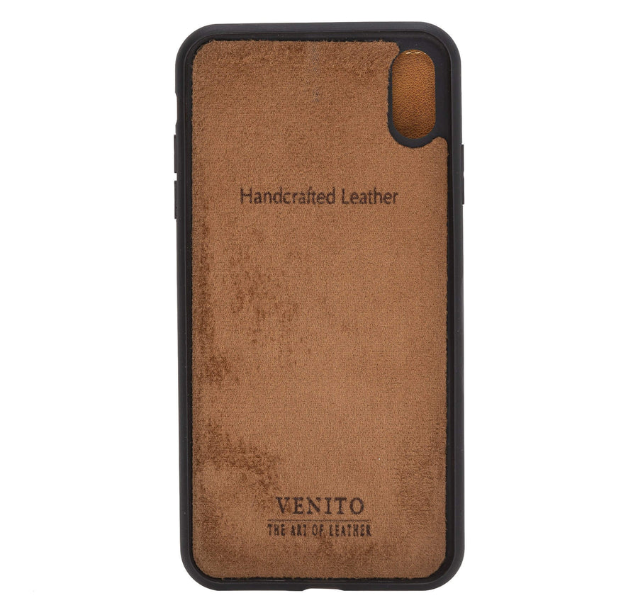 Verona Luxury Brown Leather iPhone XS Max Flip-Back Wallet Case with Card Holder - Venito - 5
