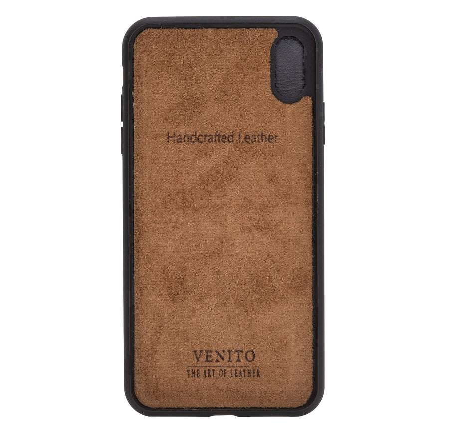Verona Luxury Black Leather iPhone XS Max Flip-Back Wallet Case with Card Holder - Venito - 5